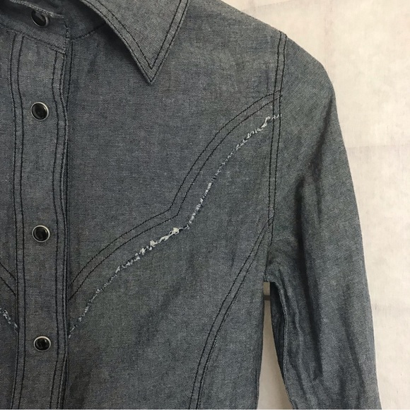 WILLIAM RAST Gray Snap Button Shirt, Size XS - Picture 4 of 14